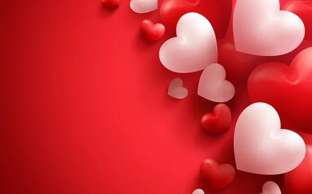 Red And White Heart Shape Balloon  4K wallpaper