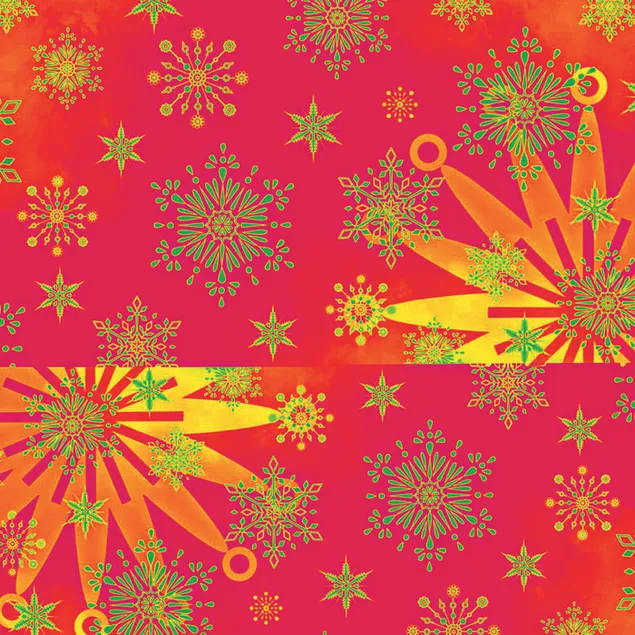 latar belakang merah dengan kepingan salji kuning 2K kertas dinding