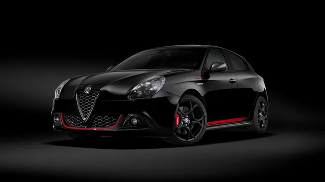 Rode zwarte Alfa Romeo op zwarte achtergrond download