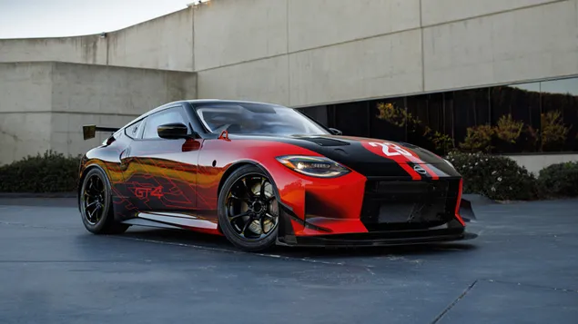 紅色黑色日產 Z GT4 停放 4K 壁紙