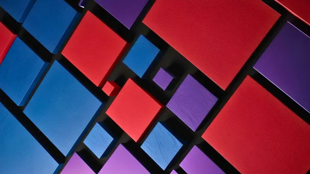 Fons d'escriptori quadrat vermell blau morat 3D 4K fons de pantalla