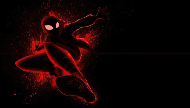 يظهر اللون الأحمر الرجل العنكبوت في الآية العنكبوتية على خلفية سوداء 4K خلفية