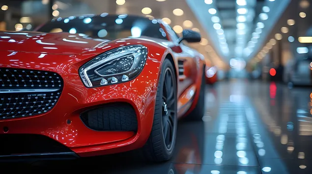 cervena elegancia: luxusne sportove auto v centre pozornosti showroomu stiahnut