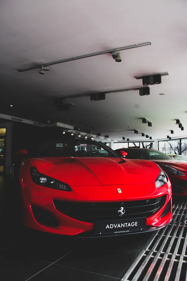 Red Ferrari sports coupe