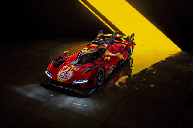 Vista superior de Ferrari rojo