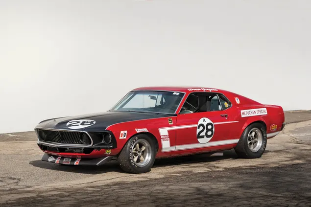 Red Ford Mustang Boss 302 sport car