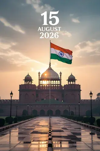 red fort delhi at sunrise with flying indian national flag for independence day  celebration download
