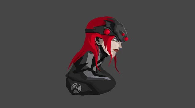 Black Widow de cabell vermell minimalista 4K fons de pantalla