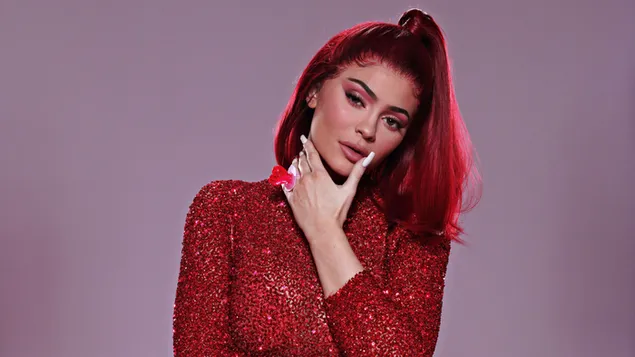 Red haired model Kylie Jenner 4K wallpaper