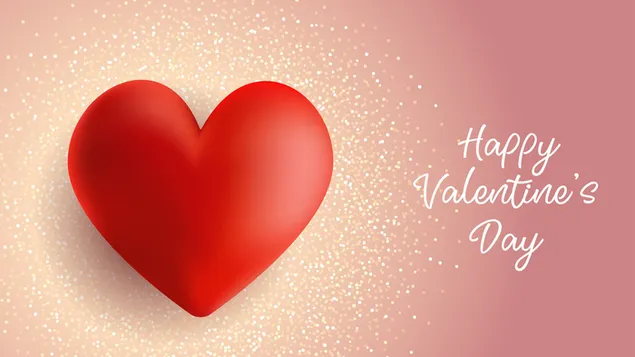 Páipéar balla Croí dearg ag taitneamh in aice leis, litreacha sona lá Vailintín4K