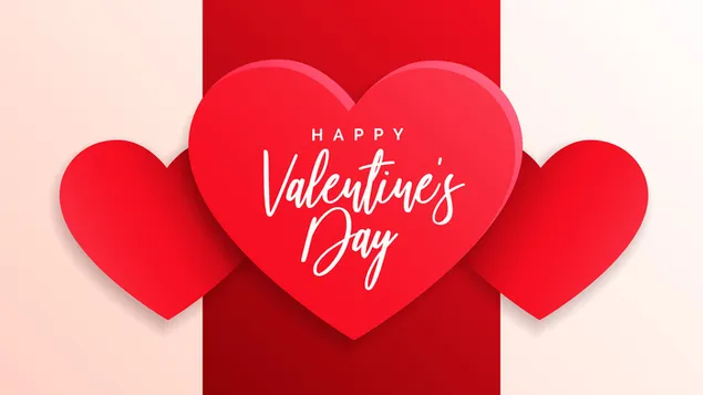 Hati merah dan tulisan selamat hari valentine di atasnya 4K kertas dinding