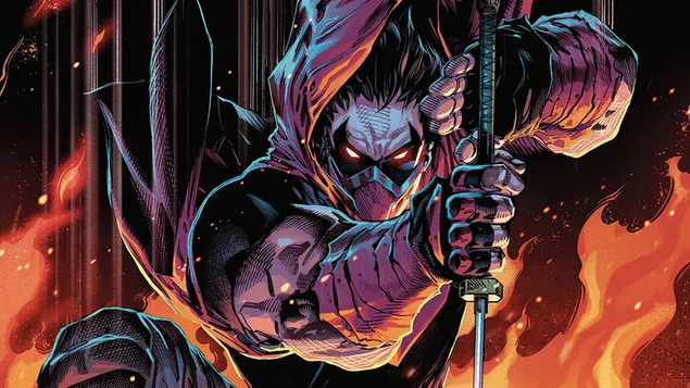 Ред Хоод Оутлав (ДЦ) стрип 4K позадина