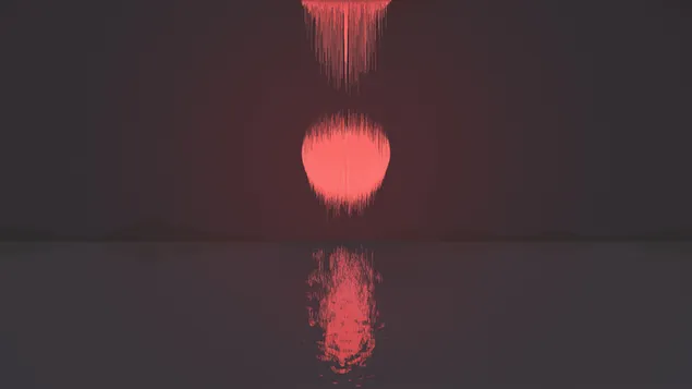 Ред Моон Глитцх арт 4K позадина