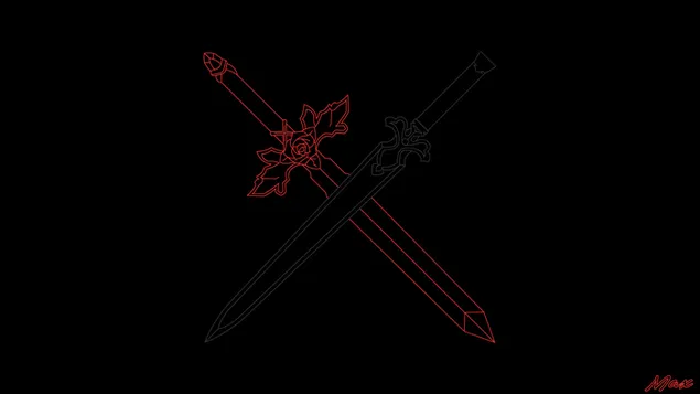 Red Rose Sword X Night Sky Sword HD bakgrund