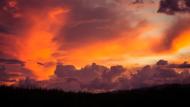 Langit Merah, awan dan gelap 4K kertas dinding