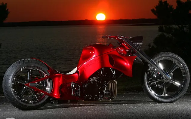 Red Triumph and Sunset HD wallpaper