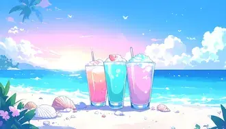 osvezujici smoothie na plazi s muslemi a tropickou letni atmosferou stahnout