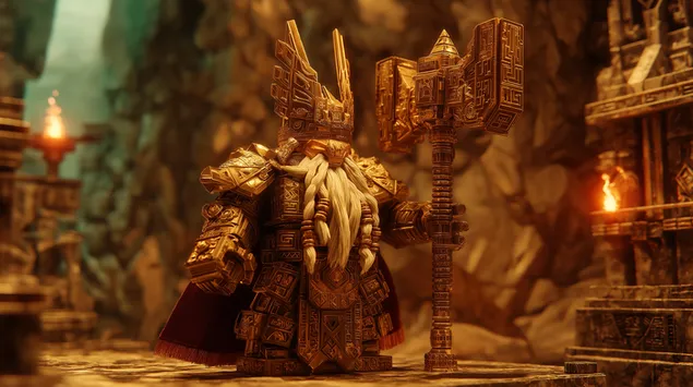 Hình nền Người lùn cai trị vương giả trong bộ giáp tinh xảo 2K