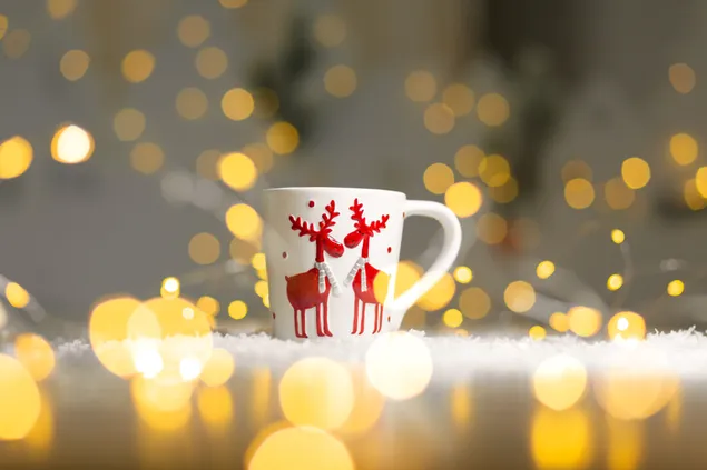 Reindeer couple in a Christmas cup