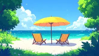 relaxacni plazova lehatka a slunecnik na tropicke pisecne plazi stahnout