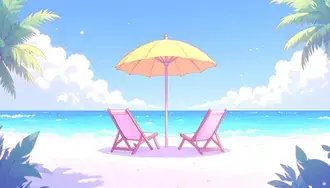 relaxacni plazova lehatka pod slunecnikem s vyhledem na ocean v raji stahnout