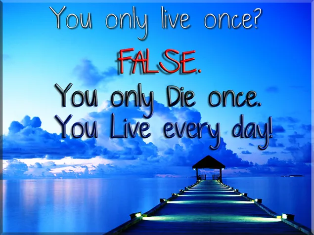 人生は一度だけ？間違い。あなたは一度だけ死ぬ。あなたは毎日生きています！