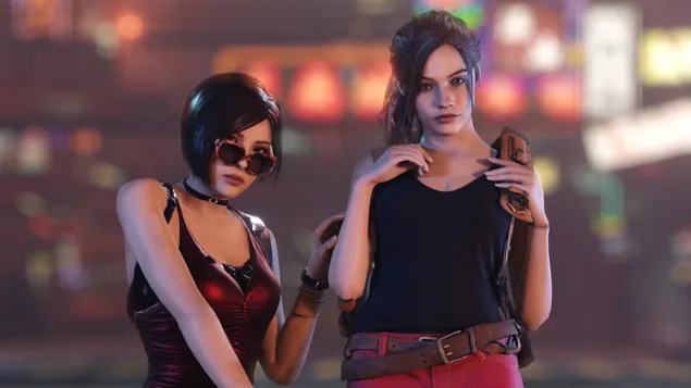 Resident Evil 2 (2019) Game - Ada Wong & Claire Redfield 2K muurpapier