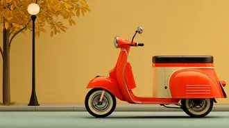 ilustrace retro dodavkoveho skutru proti obycejne zdi stahnout