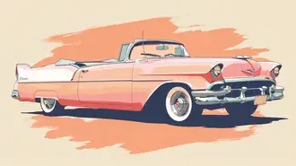 Tapeta Retro Elegance: Pastelový kabriolet v klasickém stylu 8K