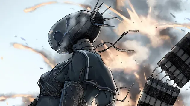 Шпалери Гібридна форма Reze bomb devil з аніме-арту Chainsaw Man 4K