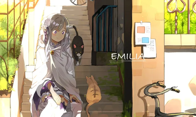 rezero: rozpoczecie zycia w innym swiecie - emilia, polelf, koty pobierz