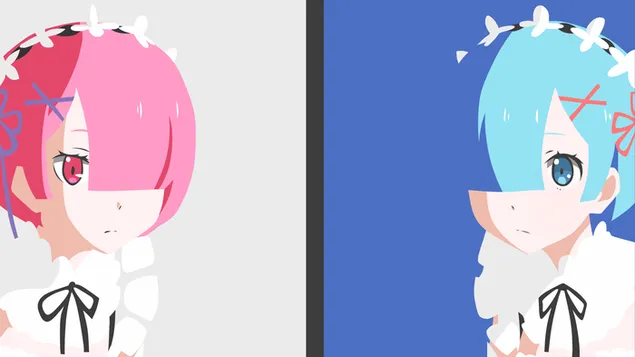 ReZero : Memulakan Kehidupan Di Dunia Lain - Ram & Rem (Vektor) HD kertas dinding