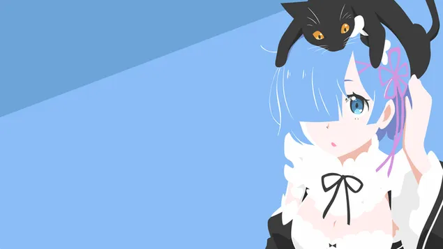 ReZero : Starting Life In Another World - Rem & Black Cat (Vektor) HD bakgrund