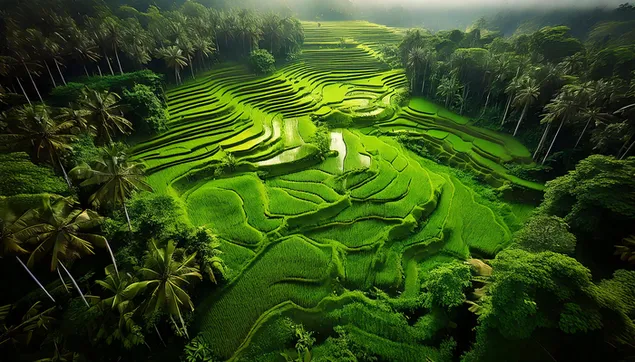 Reisfeld mam Dschungel 2K Tapeten