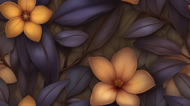 Taustpilt Rikkalik lillemuster julgete õite ja eristuva lehestikuga 2K