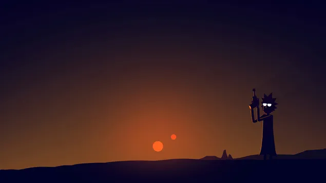 リック・アンド・モーティ - リック・サンチェスのシルエット 4K 壁紙