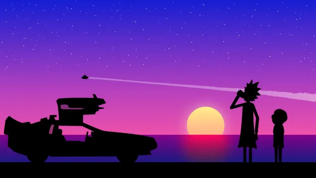 puesta de sol de rick y morty 2K fondo de pantalla