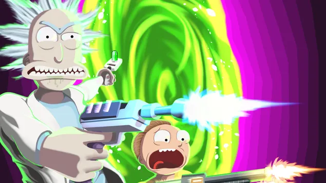 Tapeta Rick a Morty pomocou zbraní novej generácie 4K