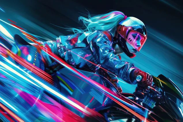 Taustakuva Riding In The Winds Kineettinen Biker Girl 4K