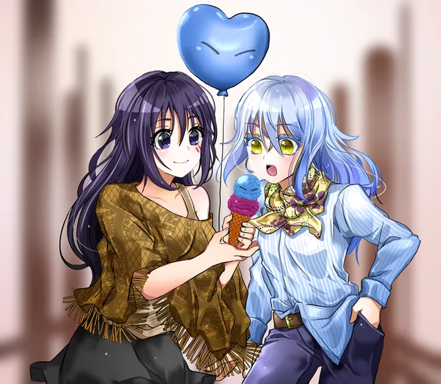 從我轉生為史萊姆的那一刻起，利姆魯暴風雨和井澤靜惠 2K 壁紙