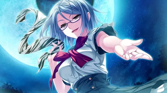 Risa Fuyuzakura, anime girl with blue hair and glasses download