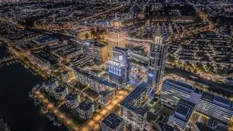 reka, budova, amsterdam, panorama, nizozemsko, nocni mesto stahnout