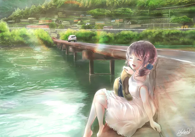 Meer langs de weg HD achtergrond