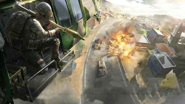 Explosion de lance-roquettes - Champs de bataille de PlayerUnknown (PUBG Mobile) 4K fond d'écran