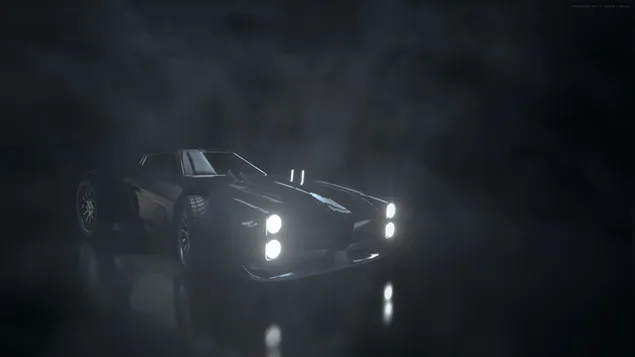 Rocket League videogame mist en auto 4K achtergrond