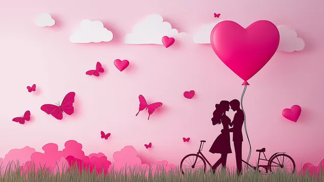Романтична двойка в тема Свети Валентин 2K тапет