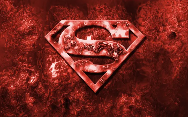 Rood uitziend logo van superheld superman film op rode achtergrond