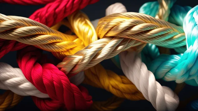 Tapeta lano různorodá síla spojit partnerství dohromady týmová práce jednota komunikovat podpora 4K