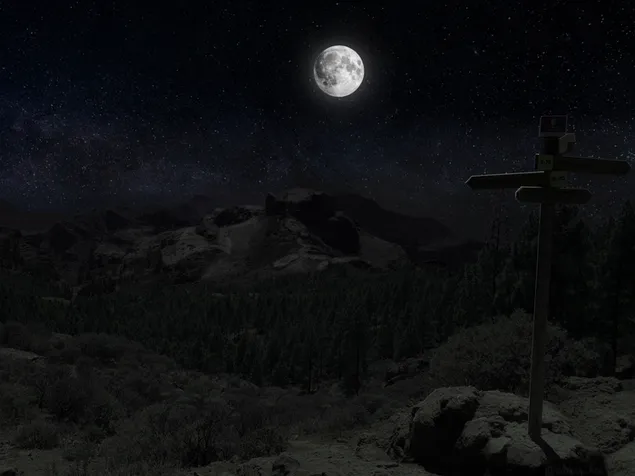 Roque Nublo, Gran Canaria bei Nacht 4K Hintergrundbild