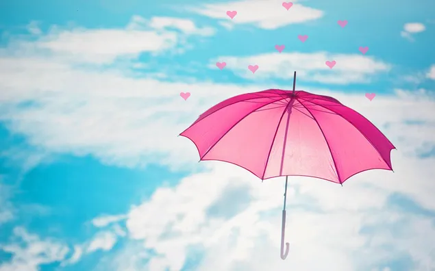 Rosa Regenschirm im Himmel